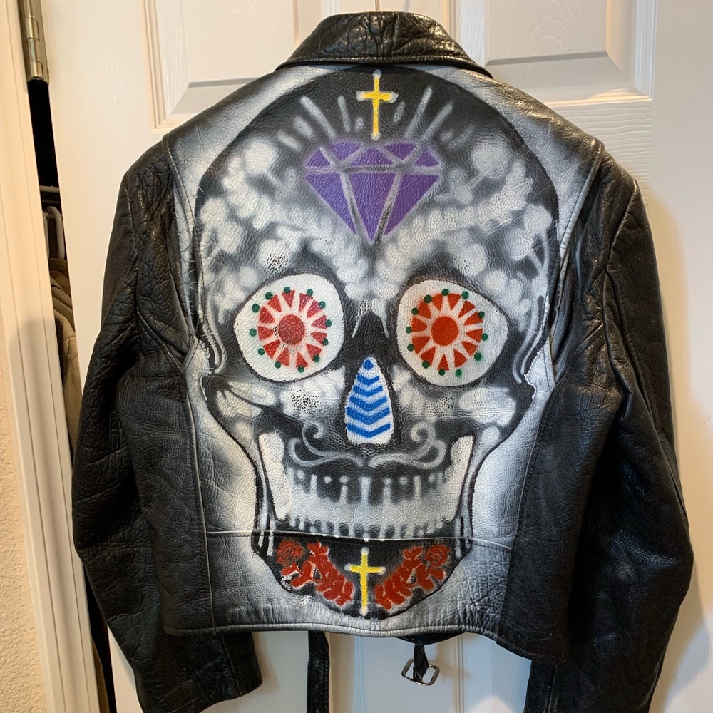 Motorcycle One of a Kind Custom Made Leather Jacket